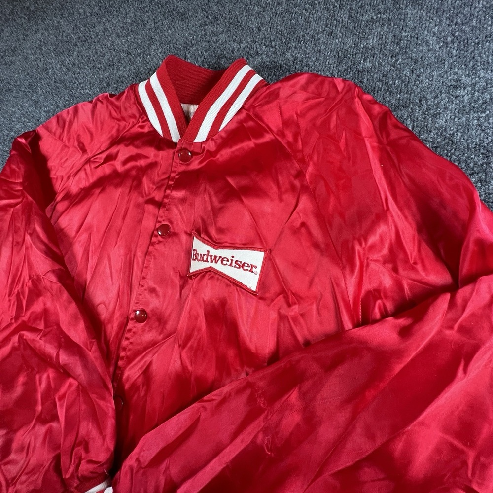 Vintage 80's Budweiser Satin Bomber‎ Jacket A & Eagle Collection Made in USA L
